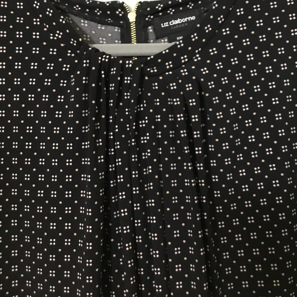Liz Claiborne Career Blouse Black/White Stretch Knit~Size XXL - Picture 3 of 6